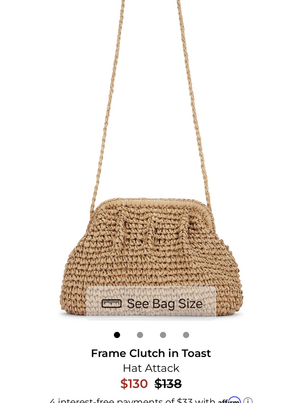 Hat Attack Toast Handwoven Frame Clutch with Crossbody Strap